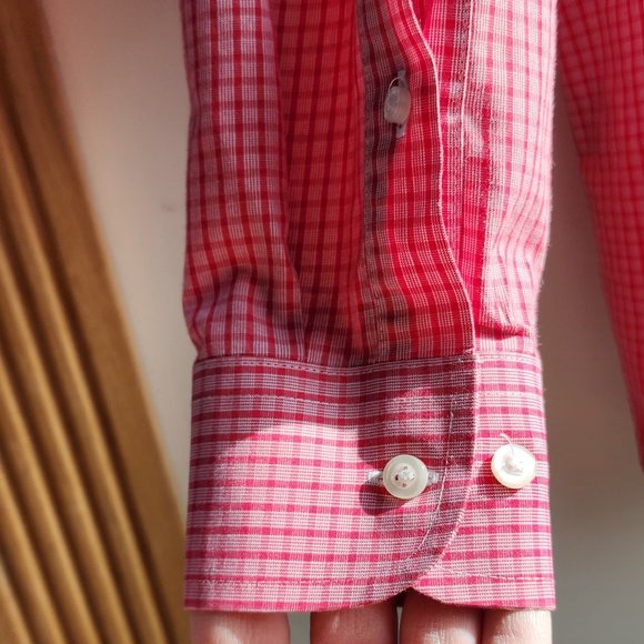 Stafford Red Check Button Down Shirt Size Large - Picture 14 of 16
